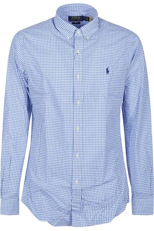 Ralph Lauren Overhemden, Heren, Blauw, M, Katoen, Sportief shirt met lange mouwen