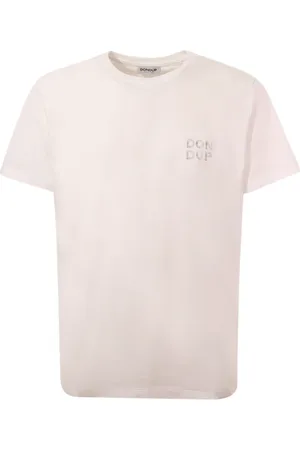Dondup Tops, Heren, Wit, XL, Katoen, Witte Crewneck T-shirt met Logo Print