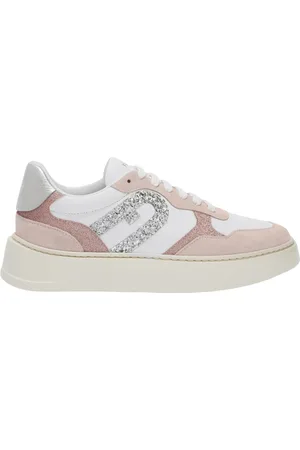 Furla Schoenen, Dames, Veelkleurig, 36 EU, Leer, Lace-up Sneakers met Metallic Patch