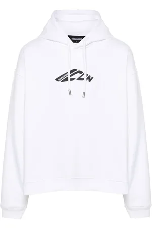 Dsquared2 Sweatshirts & Hoodies, Heren, Wit, S, Katoen, Witte Graphic Hoodie met Capuchon