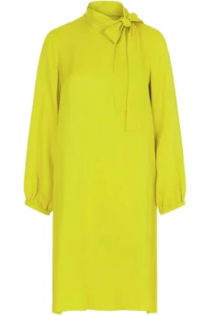 Carolina Herrera Kleedjes, Dames, Groen, L, Zijden Jacquard Rechte Jurk met Strikdesign