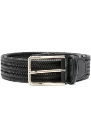 CANALI Accessoires, Heren, Zwart, 95 CM, Leer, Geweven Riem