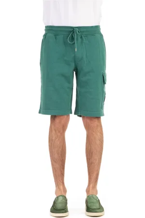 C.P. Company Korte broeken, Heren, Groen, L, Katoen, Cargo Shorts met Trekkoord in de Taille