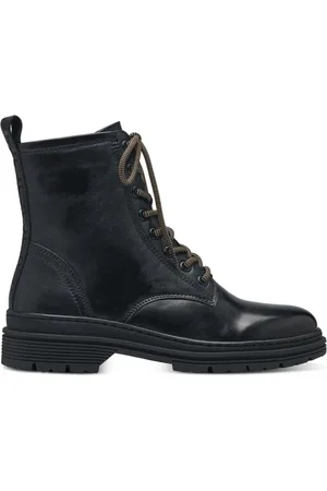Tamaris Schoenen, Dames, Zwart, 40 EU, Leer, Lace-up Enkellaarsjes