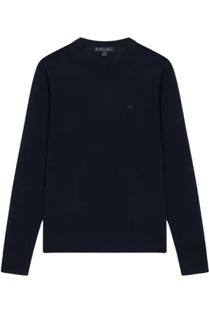 Brooks Brothers Truien, Heren, Blauw, S, Wol, Marineblauwe Merino wollen trui