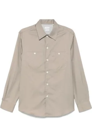 Brunello Cucinelli Overhemden, Heren, Bruin, M, Katoen, Plooienshirt