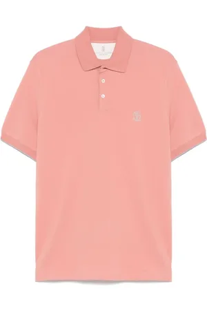 Brunello Cucinelli Tops, Heren, Roze, M, Katoen, Stijlvol poloshirt