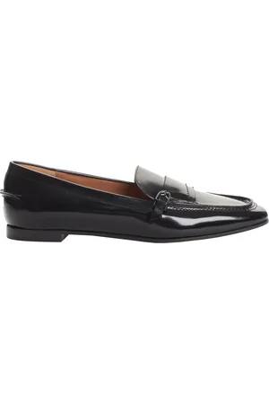 Emporio Armani Schoenen, Dames, Zwart, 38 EU, Leer, Leren Loafers met Lakafwerking