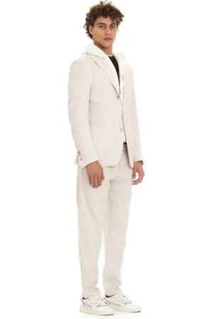 ELEVENTY Pakken, Heren, Wit, M, Wol, Jacket met hoornen knopen en afneembare Davantino