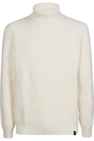 FAY Truien, Heren, Wit, L, Wol, Comfortabele Gebreide Coltrui