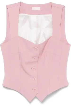 Liu Jo Jassen, Dames, Roze, L, Mouwloze Vest met Knopen aan de Voorkant