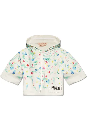 Marni Sweatshirts & Hoodies, Dames, Wit, S, Katoen, Hoodie van katoen met bloemenprint
