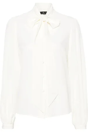 Etro Blouses & Shirts, Dames, Wit, L, Casual Lange Mouw Witte Zijden Blouse