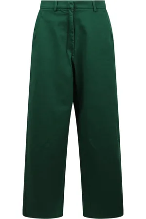 Nº21 Broeken, Dames, Groen, L, Katoen, Wijde jeans met zakken en knoopsluiting