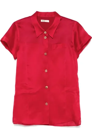 Khaite Blouses & Shirts, Dames, Rood, S, Rode Cardinal Shirt Klassieke Kraag Korte Mouwen