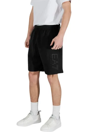 EA7 Korte broeken, Heren, Zwart, L, Katoen, Sportieve Bermuda Shorts