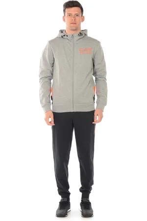 EA7 Sweatshirts & Hoodies, Heren, Grijs, M, Katoen, Tracksuit Zip-through Sweatshirt