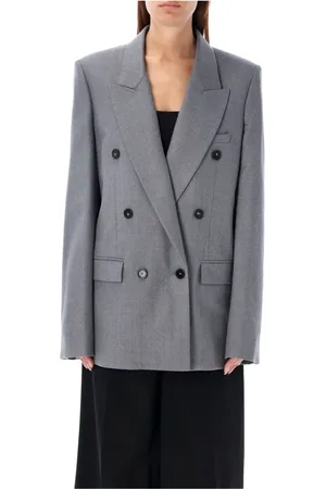 Stella McCartney Jassen, Dames, Grijs, S, Katoen, Double-Breasted Blazer Lichtgrijs Melange