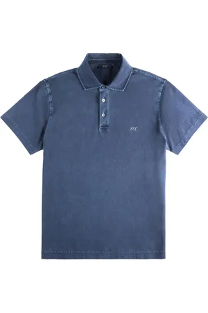 FAY Tops, Heren, Blauw, M, Katoen, Klassiek poloshirt