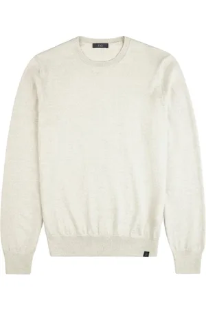 FAY Truien, Heren, , S, Wol, Crème Wollen Trui met Ronde Hals