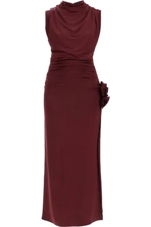 MAGDA BUTRYM Kleedjes, Dames, Rood, S, Gedrapeerde Jersey Jurk met Bloemapplicaties