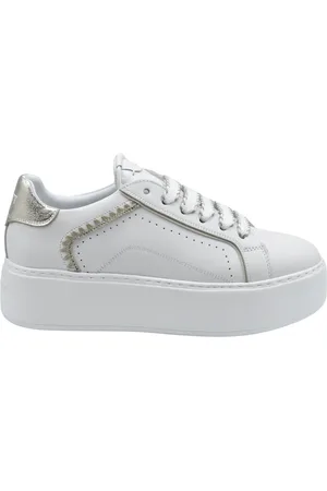 Janet&Janet Schoenen, Dames, Wit, 37 EU, Goud Witte Veterschoenen Elegante Stijl