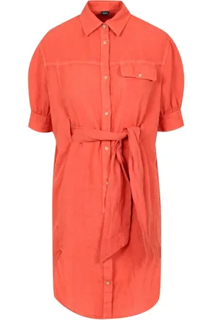FAY Kleedjes, Dames, Oranje, XS, Overhemdjurk