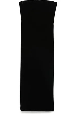 Sportmax Kleedjes, Dames, Zwart, S, Velours Strapless Jurk met Beugelbeha