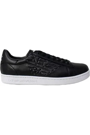 EA7 Schoenen, Heren, Zwart, 44 2/3 EU, Low-Top Polyurethaan Sneakers
