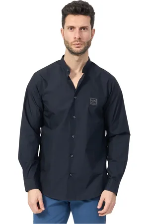 Armani Exchange Overhemden, Heren, Blauw, 2Xl, Katoen, Blauw Katoenen Popeline Overhemd Klassiek Elegant