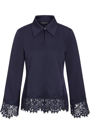 Bruuns Bazaar Blouses & Shirts, Dames, Blauw, L, Polyester, Geborduurde Blouse Cedarsbbelaina Stijl
