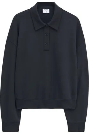 Filippa K Tops, Dames, Zwart, S, Katoen, Zwart Jersey Polo Shirt