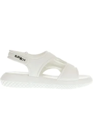 Elena Iachi Schoenen, Dames, Wit, 38 EU, Leer, Sportieve witte leren sandalen