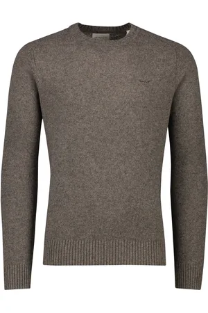 GANT Truien, Heren, Bruin, M, Wol, Ronde hals trui
