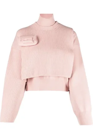 Fendi Truien, Dames, Roze, S, Wol, Blush Rib-Knit Jumper
