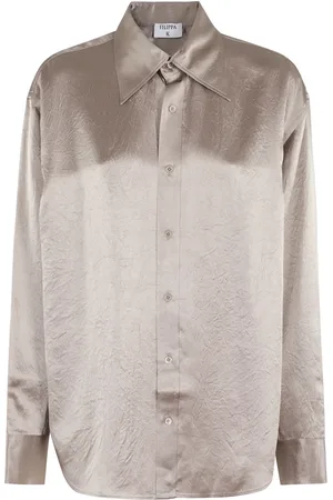 Filippa K Blouses & Shirts, Dames, Bruin, 3Xs, Katoen, Crinkle Shirt
