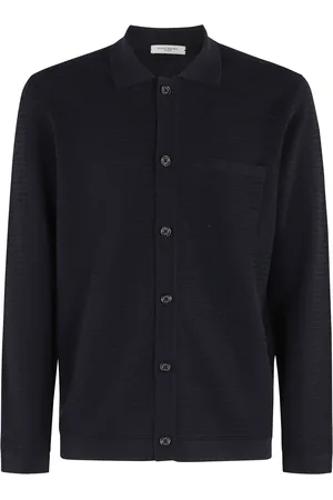 Paolo Pecora Truien, Heren, Blauw, L, Katoen, Blauw Gehaakt Gebreid Overhemd