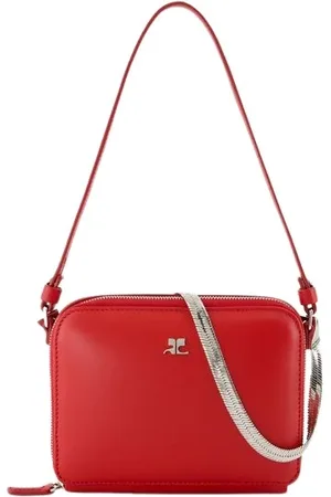 Courrèges Tassen, Dames, Rood, ONE Size, Leer, Cloud Chained Leren Tas