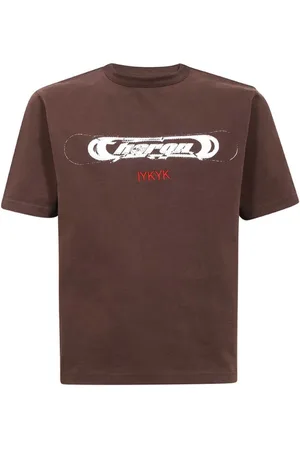 Heron Preston Tops, Heren, Bruin, M, Katoen, Katoenen T-shirt met print op de voorkant