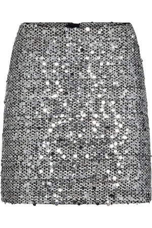 Co`Couture Rokken, Dames, Grijs, S, Pailletten, Zilveren Mini Rok met Pailletten