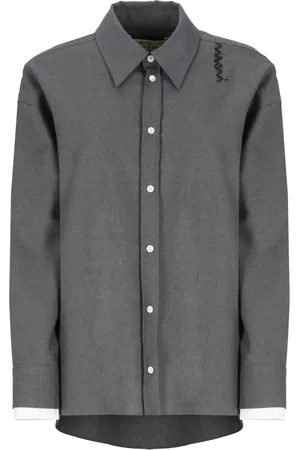 Marni Blouses & Shirts, Dames, Grijs, S, Wol, Grijze wollen blouse met geborduurde details