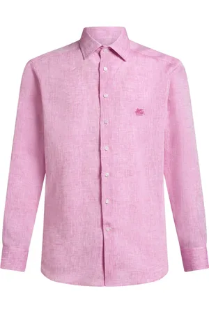 Etro Overhemden, Heren, Roze, M, Linnen, Roze Linnen Overhemd