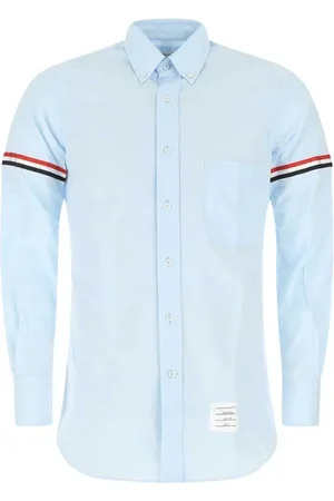 Thom Browne Overhemden, Heren, Blauw, M, Katoen, Poederblauwe Katoenen Overhemd
