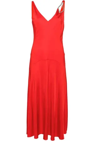 Lanvin Kleedjes, Dames, Rood, S, Mouwloze A-lijn Midi Jurk