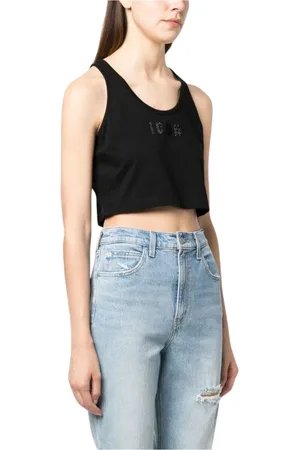 Dsquared2 Tops, Dames, Zwart, M, Katoen, Stijlvol Shirt