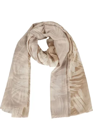 ERMANNO SCERVINO Accessoires, Dames, , ONE Size, Sjaal van Georgette met Bladerprint in Wrapstijl