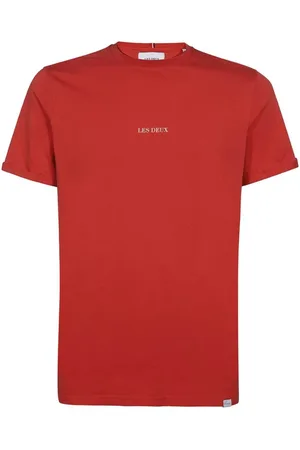 Les Deux Tops, Heren, Rood, S, Katoen, Katoenen T-shirt met ronde hals