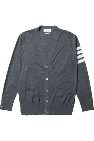 Thom Browne Truien, Heren, Grijs, L, Wol, Klassiek V-hals Vest