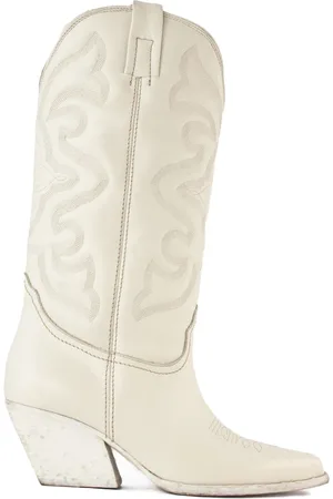 Elena Iachi Schoenen, Dames, Wit, 38 1/2 EU, Leer, Witte leren Texan laarzen