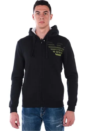 EA7 Sweatshirts & Hoodies, Heren, Zwart, L, Katoen, Sweatshirt Hoodie